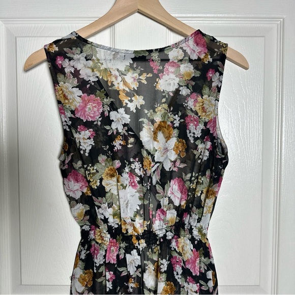 POETRY Medium Sheer Maxi Duster Chic Floral Tank  Summer Beach Bohemian Romantic - Picture 10 of 15